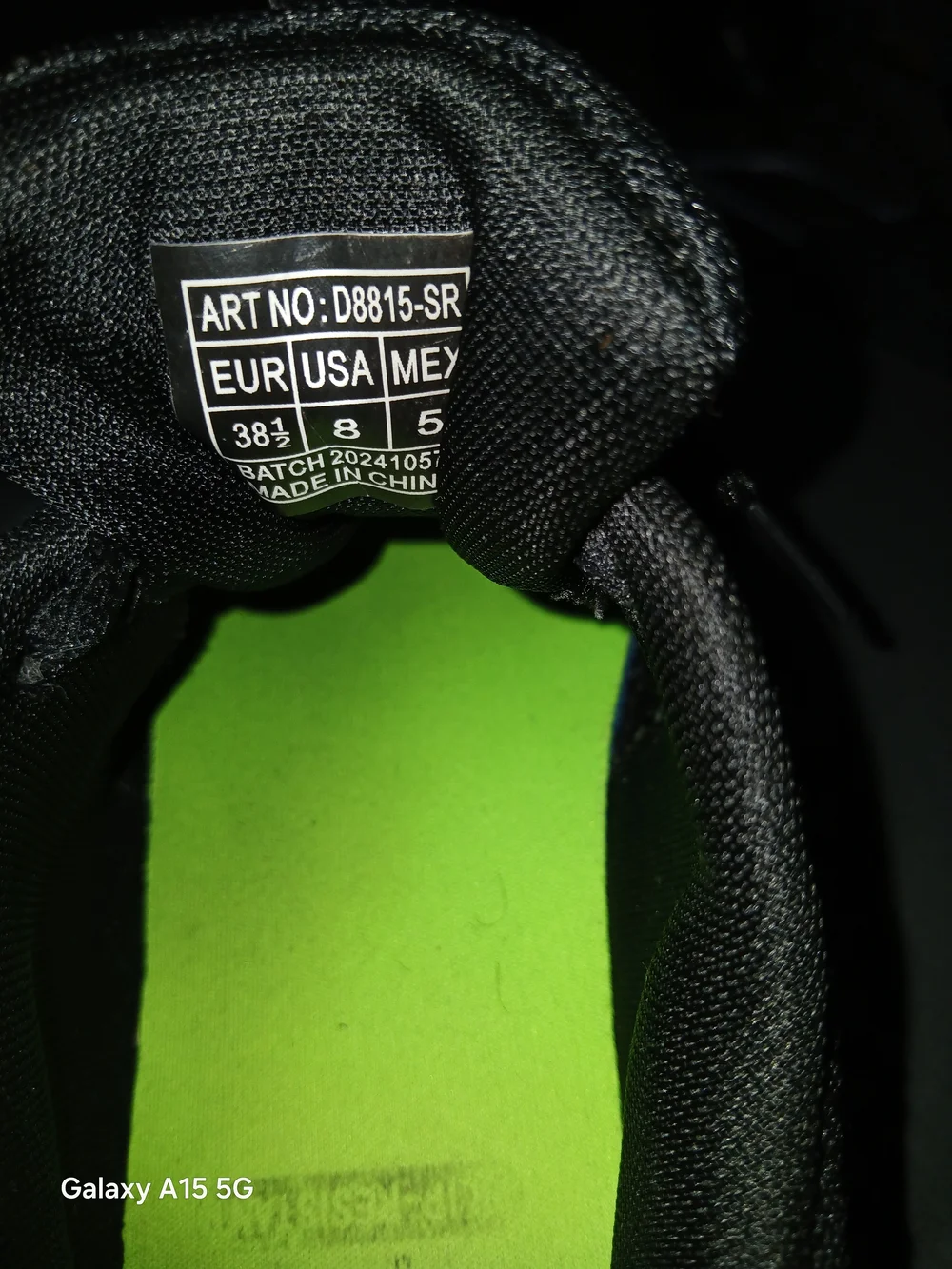 Black Knit Athletic Sneakers with Neon Green Insole